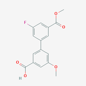 molecular formula C16H13FO5 B6408797 3-(3-Fluoro-5-methoxycarbonylphenyl)-5-methoxybenzoic acid, 95% CAS No. 1261911-83-4