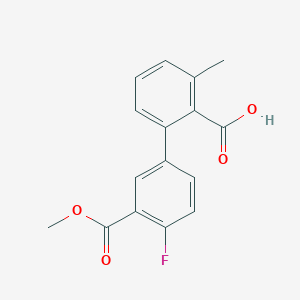 molecular formula C16H13FO4 B6408809 2-(4-Fluoro-3-methoxycarbonylphenyl)-6-methylbenzoic acid, 95% CAS No. 1261976-68-4