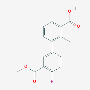 molecular formula C16H13FO4 B6408815 3-(4-Fluoro-3-methoxycarbonylphenyl)-2-methylbenzoic acid, 95% CAS No. 1261898-58-1