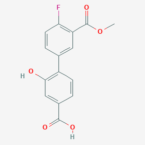 molecular formula C15H11FO5 B6408822 4-(4-Fluoro-3-methoxycarbonylphenyl)-3-hydroxybenzoic acid, 95% CAS No. 1261893-24-6