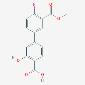 molecular formula C15H11FO5 B6408824 4-(4-Fluoro-3-methoxycarbonylphenyl)-2-hydroxybenzoic acid, 95% CAS No. 1261898-59-2