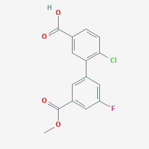 4-Chloro-3-(3-fluoro-5-methoxycarbonylphenyl)benzoic acid, 95%