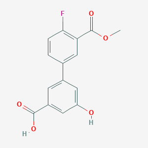 molecular formula C15H11FO5 B6408838 3-(4-Fluoro-3-methoxycarbonylphenyl)-5-hydroxybenzoic acid, 95% CAS No. 1261966-54-4