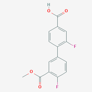 molecular formula C15H10F2O4 B6408847 3-Fluoro-4-(4-fluoro-3-methoxycarbonylphenyl)benzoic acid, 95% CAS No. 1261934-60-4