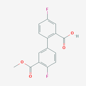 molecular formula C15H10F2O4 B6408853 5-Fluoro-2-(4-fluoro-3-methoxycarbonylphenyl)benzoic acid, 95% CAS No. 1261908-54-6