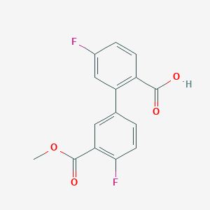 molecular formula C15H10F2O4 B6408857 4-Fluoro-2-(4-fluoro-3-methoxycarbonylphenyl)benzoic acid, 95% CAS No. 1261912-25-7