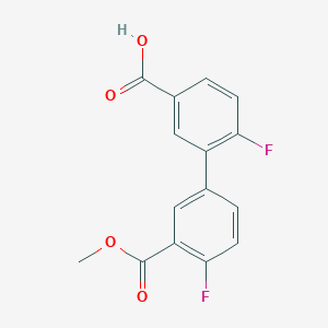 molecular formula C15H10F2O4 B6408865 4-Fluoro-3-(4-fluoro-3-methoxycarbonylphenyl)benzoic acid, 95% CAS No. 1261993-67-2