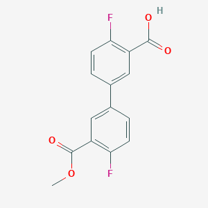 molecular formula C15H10F2O4 B6408867 2-Fluoro-5-(4-fluoro-3-methoxycarbonylphenyl)benzoic acid, 95% CAS No. 1261913-02-3