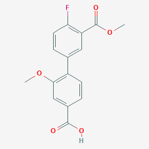molecular formula C16H13FO5 B6408872 4-(4-Fluoro-3-methoxycarbonylphenyl)-3-methoxybenzoic acid, 95% CAS No. 1262010-34-3