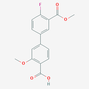 molecular formula C16H13FO5 B6408874 4-(4-Fluoro-3-methoxycarbonylphenyl)-2-methoxybenzoic acid, 95% CAS No. 1261963-32-9