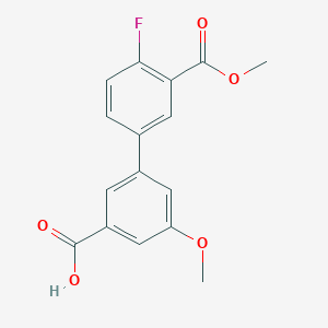 molecular formula C16H13FO5 B6408887 3-(4-Fluoro-3-methoxycarbonylphenyl)-5-methoxybenzoic acid, 95% CAS No. 1261993-69-4