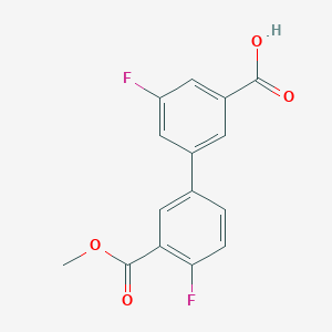 molecular formula C15H10F2O4 B6408888 5-Fluoro-3-(4-fluoro-3-methoxycarbonylphenyl)benzoic acid, 95% CAS No. 1261934-68-2