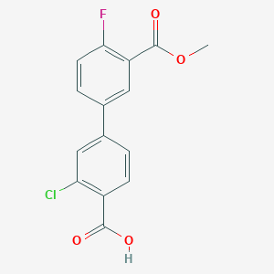 molecular formula C15H10ClFO4 B6408894 2-Chloro-4-(4-fluoro-3-methoxycarbonylphenyl)benzoic acid, 95% CAS No. 1261963-60-3