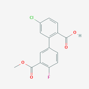 molecular formula C15H10ClFO4 B6408903 4-Chloro-2-(4-fluoro-3-methoxycarbonylphenyl)benzoic acid, 95% CAS No. 1261907-08-7