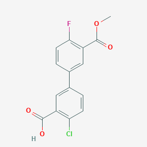 2-Chloro-5-(4-fluoro-3-methoxycarbonylphenyl)benzoic acid, 95%