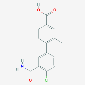 molecular formula C15H12ClNO3 B6408938 4-(3-Carbamoyl-4-chlorophenyl)-3-methylbenzoic acid, 95% CAS No. 1261898-60-5