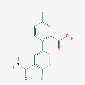 molecular formula C15H12ClNO3 B6408955 2-(3-Carbamoyl-4-chlorophenyl)-5-methylbenzoic acid, 95% CAS No. 1261893-32-6