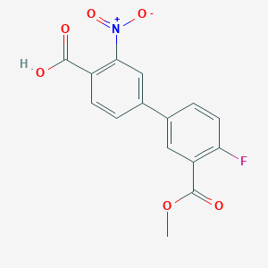 molecular formula C15H10FNO6 B6408960 4-(4-Fluoro-3-methoxycarbonylphenyl)-2-nitrobenzoic acid, 95% CAS No. 1262010-44-5
