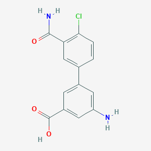 molecular formula C14H11ClN2O3 B6408969 3-Amino-5-(3-carbamoyl-4-chlorophenyl)benzoic acid, 95% CAS No. 1262005-05-9