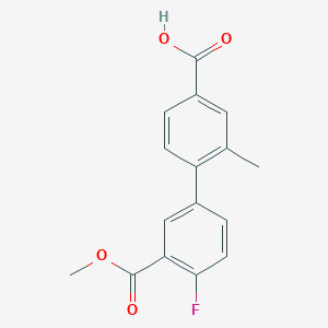 molecular formula C16H13FO4 B6408976 4-(4-Fluoro-3-methoxycarbonylphenyl)-3-methylbenzoic acid, 95% CAS No. 1261912-11-1