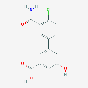 molecular formula C14H10ClNO4 B6408979 3-(3-Carbamoyl-4-chlorophenyl)-5-hydroxybenzoic acid, 95% CAS No. 1262005-10-6