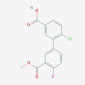 4-Chloro-3-(4-fluoro-3-methoxycarbonylphenyl)benzoic acid, 95%