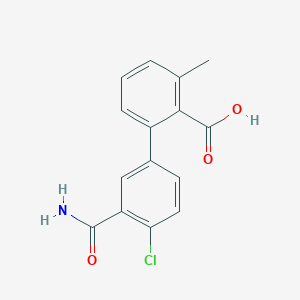 molecular formula C15H12ClNO3 B6408993 2-(3-Carbamoyl-4-chlorophenyl)-6-methylbenzoic acid, 95% CAS No. 1261982-84-6