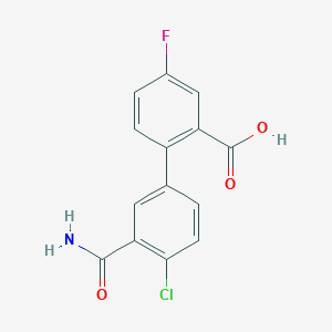 molecular formula C14H9ClFNO3 B6409004 2-(3-Carbamoyl-4-chlorophenyl)-5-fluorobenzoic acid, 95% CAS No. 1261964-05-9
