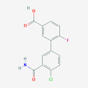 molecular formula C14H9ClFNO3 B6409007 3-(3-Carbamoyl-4-chlorophenyl)-4-fluorobenzoic acid, 95% CAS No. 1261934-80-8
