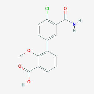 molecular formula C15H12ClNO4 B6409034 3-(3-Carbamoyl-4-chlorophenyl)-2-methoxybenzoic acid, 95% CAS No. 1261934-23-9