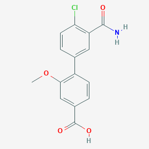molecular formula C15H12ClNO4 B6409036 4-(3-Carbamoyl-4-chlorophenyl)-3-methoxybenzoic acid, 95% CAS No. 1261934-98-8