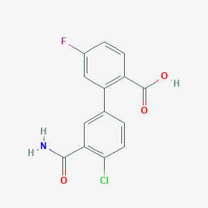 molecular formula C14H9ClFNO3 B6409050 2-(3-Carbamoyl-4-chlorophenyl)-4-fluorobenzoic acid, 95% CAS No. 1261898-61-6