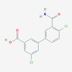 molecular formula C14H9Cl2NO3 B6409058 3-(3-Carbamoyl-4-chlorophenyl)-5-chlorobenzoic acid, 95% CAS No. 1261993-71-8