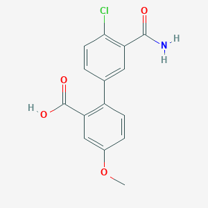 molecular formula C15H12ClNO4 B6409064 2-(3-Carbamoyl-4-chlorophenyl)-5-methoxybenzoic acid, 95% CAS No. 1261982-97-1