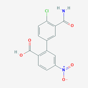molecular formula C14H9ClN2O5 B6409068 2-(3-Carbamoyl-4-chlorophenyl)-4-nitrobenzoic acid, 95% CAS No. 1261993-79-6