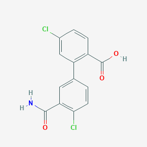 molecular formula C14H9Cl2NO3 B6409084 2-(3-Carbamoyl-4-chlorophenyl)-4-chlorobenzoic acid, 95% CAS No. 1261907-13-4