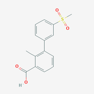 molecular formula C15H14O4S B6409090 2-Methyl-3-(3-methylsulfonylphenyl)benzoic acid, 95% CAS No. 1261935-45-8