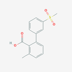 molecular formula C15H14O4S B6409098 6-Methyl-2-(3-methylsulfonylphenyl)benzoic acid, 95% CAS No. 1261907-20-3