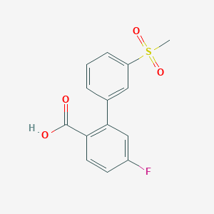molecular formula C14H11FO4S B6409121 4-Fluoro-2-(3-methylsulfonylphenyl)benzoic acid, 95% CAS No. 1261912-86-0