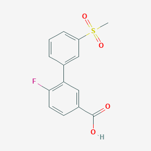 molecular formula C14H11FO4S B6409122 4-Fluoro-3-(3-methylsulfonylphenyl)benzoic acid, 95% CAS No. 1261935-58-3