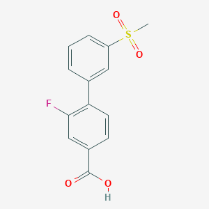 molecular formula C14H11FO4S B6409135 3-Fluoro-4-(3-methylsulfonylphenyl)benzoic acid, 95% CAS No. 1261935-67-4