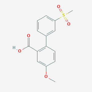 molecular formula C15H14O5S B6409139 5-Methoxy-2-(3-methylsulfonylphenyl)benzoic acid, 95% CAS No. 1261898-63-8