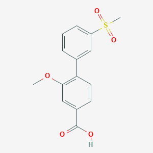 molecular formula C15H14O5S B6409141 3-Methoxy-4-(3-methylsulfonylphenyl)benzoic acid, 95% CAS No. 1261964-37-7