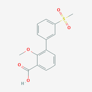 molecular formula C15H14O5S B6409149 2-Methoxy-3-(3-methylsulfonylphenyl)benzoic acid, 95% CAS No. 1261987-21-6