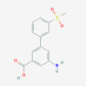 molecular formula C14H13NO4S B6409157 3-Amino-5-(3-methylsulfonylphenyl)benzoic acid, 95% CAS No. 1261935-51-6
