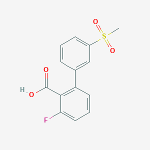 molecular formula C14H11FO4S B6409164 6-Fluoro-2-(3-methylsulfonylphenyl)benzoic acid, 95% CAS No. 1261912-99-5