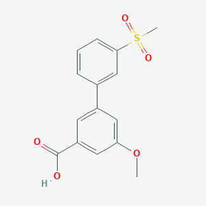 molecular formula C15H14O5S B6409167 5-Methoxy-3-(3-methylsulfonylphenyl)benzoic acid, 95% CAS No. 1261908-74-0