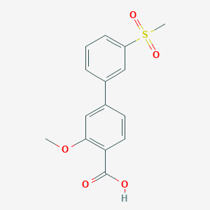 molecular formula C15H14O5S B6409170 2-Methoxy-4-(3-methylsulfonylphenyl)benzoic acid, 95% CAS No. 1261993-82-1
