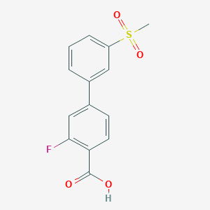 molecular formula C14H11FO4S B6409174 2-Fluoro-4-(3-methylsulfonylphenyl)benzoic acid, 95% CAS No. 1261964-26-4