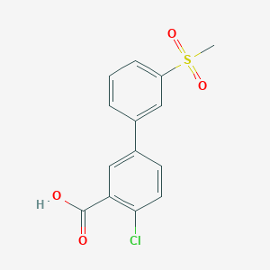 molecular formula C14H11ClO4S B6409177 2-Chloro-5-(3-methylsulfonylphenyl)benzoic acid, 95% CAS No. 1261893-39-3
